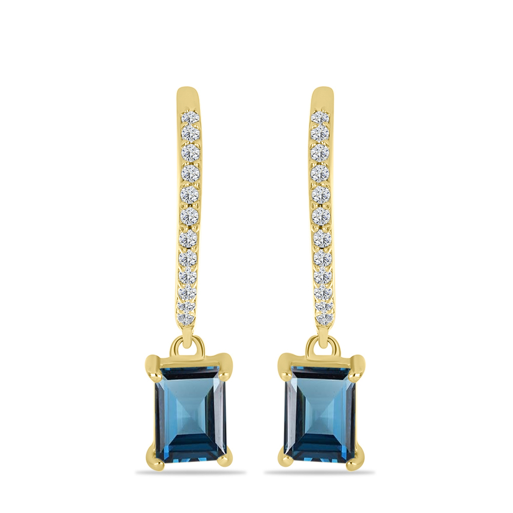BUY LONDON BLUE TOPAZ GEMSTONE EARRING IN 14K GOLD